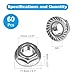 Yinpecly 60 Pcs M8 x 1.25mm Serrated Flange Hex Nuts, M8 Hexagon Flange Nuts,304 Stainless Steel, Metric Hex Lock Nuts, Locknuts Replacement Nut Full Thread for Industrial Construction Fasteners