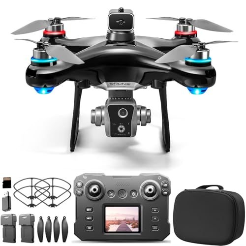 Hobby Drone with Screen Display Remote Control, 1080P Dual Camera, Speed Adjustment, Altitude Hold, One-Key Takeoff, 3D Flips, 2 Batteries, Hovering,...