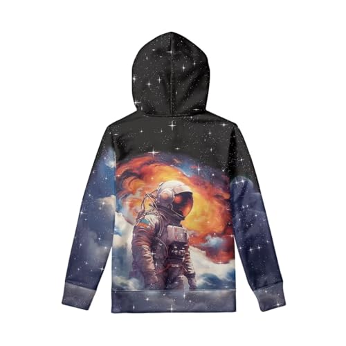 Galaxy Hoodies for Kids 3D Astronaut Plush Inside Sweatshirts 7-15 Years Boys Girls Pullover with Pocket3
