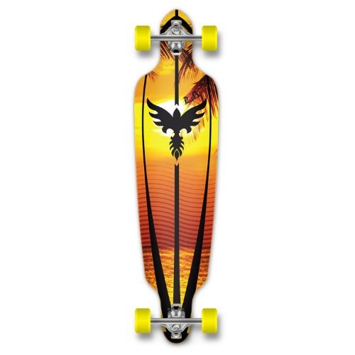 Yocaher Beach Series Complete Drop Through Skateboards Longboard w/Black Widow Premium 80A Grip Tape Aluminum Truck ABEC-9 Bearing 70mm Skateboard Wheels