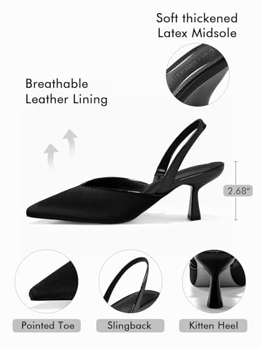 Coutgo Womens Slingback Kitten Heels Closed Pointed Toe Slip on Party Work Pumps Dress Shoes4