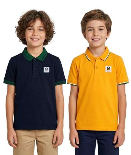 Image of Aventura Boys Polo T-Shirt Combo Pack of 2 - 100% Cotton Half Sleeve Collar T-Shirts for Boys (Age 5-12 Years)
