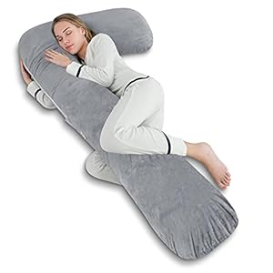 AngQi Full Body Pregnancy Pillow, Maternity Pillow for Pregnant Women and Side Sleepers, L Shaped Body Pillow with…