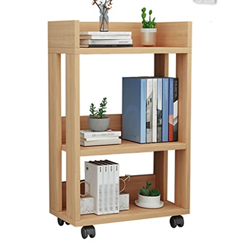 Estantería de almacenamiento con ruedas universales, estantería móvil para oficina en casa (45 cm de largo x 68 cm de alto) estanterías (color: rueda universal/color haya)