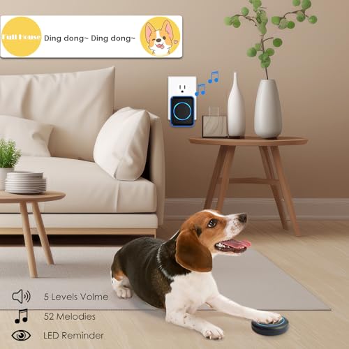 Full House Dog Bell for Potty Training, Wireless Pet Doggie Door Bell Training to Go Outside, Waterproof Touch Button, Over 1000 feet Range - Image 3