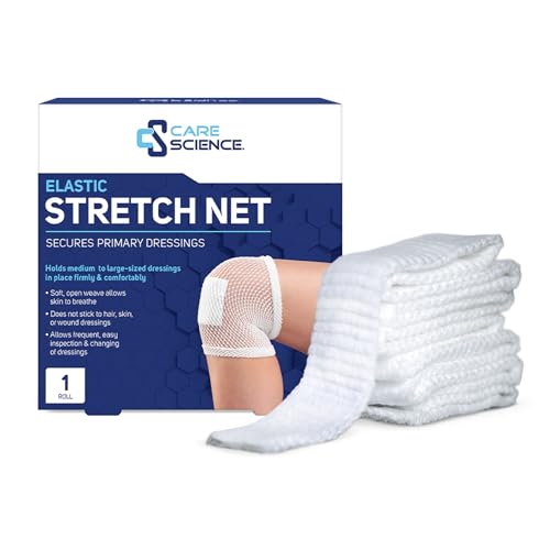 Care Science Elastic Stretch Net 1 Roll 5 Yards | Premium First Aid Wound Care Secures Wound Dressings Firmly & Comfortably in Place