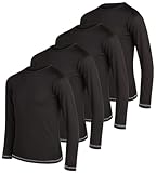 Black Bear Boys Long Sleeve Shirts - 4 Pack Dry Fit Tagless Crewneck Athletic Long Sleeve Tee Shirts for Boys, Size 8-10, All Black