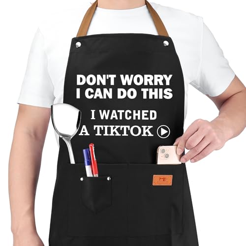 HBESTIE Apron Gifts for Men, Gag Gifts for Husband from Wife, Cooking Aprons, Anniversary Mens Gift, Women, Dad Birthday Gift, Father Presents from Daughter Son, Chef Aprons