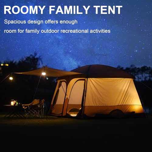 Image of Vidalido Tents,6-8 Person Camping Tent with Extended Vestibule,2 Room Weather Resistant Family Tents,Easy Install Waterproof Outdoor Tent for Backpacking and Camping Hiking