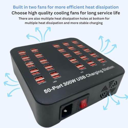 Image of Smart 50 Ports USB Hub Charging Station Power Outlet Multi Port Speed Dock Charger Suitable for Hotels, Shops, Schools, Shopping Mall and Travel - Black (50 USB Port)