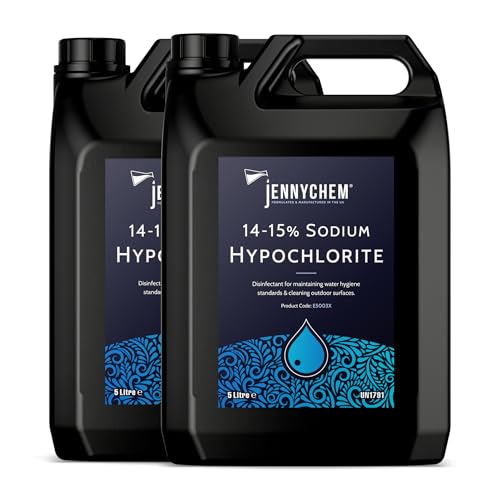 Jennychem Sodium Hypochlorite Solution 14-15% Powerful Swimming Pool Chlorine Patio Cleaner Transform Your Outdoor Space (10L)