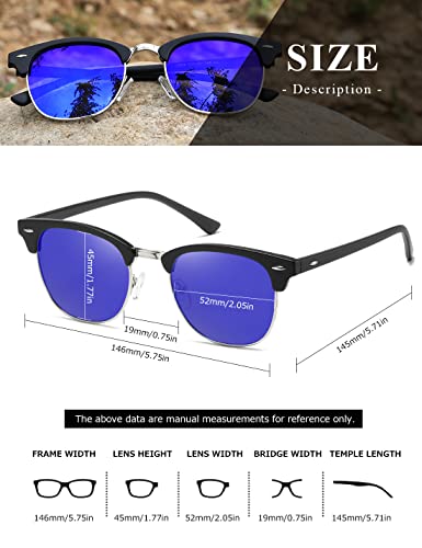 Image of AEVOGUE Polarized Semi Rimless Sunglasses for Men Women, Retro UV400 Sun Glasses for Driving Outdoor