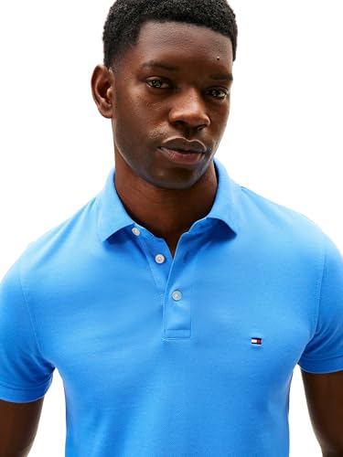Tommy Hilfiger Herren Poloshirt Kurzarm 1985 Slim Fit, Blau (Blue Spell), L – Ansicht 4