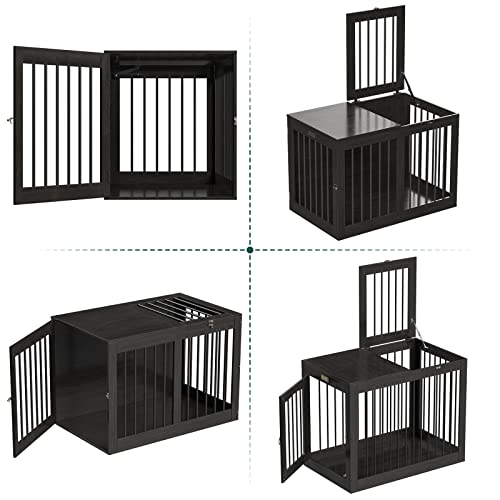 Furnitures Dog Crates Indoor Use, Furniture Style Dog Crate, Wooden Dog Kennels With Double Doors, Chew-Proof, Easy To Assemble, Modern Design Dog Crate, Dog Cage For Small Dogs, Black #TOP3