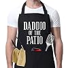 Miracu Grill Apron for Daddy, Daddio of The Patio, Dad Gifts from Daughter Son, Funny Fathers Day, Birthday Gifts for Daddy, Best Step Dad, Father in Law – Papa Aprons for Grilling BBQ Cooking