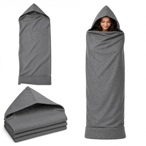 Wearable Sleep Pod Hug Blanket for Adults 2026 New Weighted & Cozy Wearable Blanket Hoodie Breathable Compression Sleep Pod Sack Lightweight Home Travel Camping Sleeping Bag (M- 5.5 1.3)