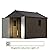 Patiowell 8 x 10 ft Outdoor Storage Shed with Floor and Light, Heavy Duty Resin Shed with Combination Lock, Easy-Assemble with Fewer Screws, All Weather Plastic Shed for Backyard, Patio, Garden, Pool