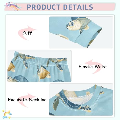 Pajama Sets Long Sleeve Sea Turtle Pattern Prints-1 Soft Comfy Sleepwear 2 Piece PJS 3-8T4
