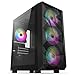 CiT Phantom Mesh Micro-ATX ARGB PC etui do gier, 4 x wentylatory ARGB, panel boczny ze szkła hartowanego | czarny