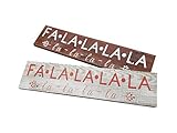 FA la la la la - Rustic Christmas Decor Sign Made from 100% Reclaimed Wood - Weathered barn Wood Fixer Upper Style (White/Red)