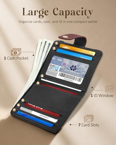 Image of Bistup Small Card Wallet for Women with Keychain, Black & White Checkered | durable material, clear ID window,, compact design for daily carry, sturdy keychain, aesthetic
