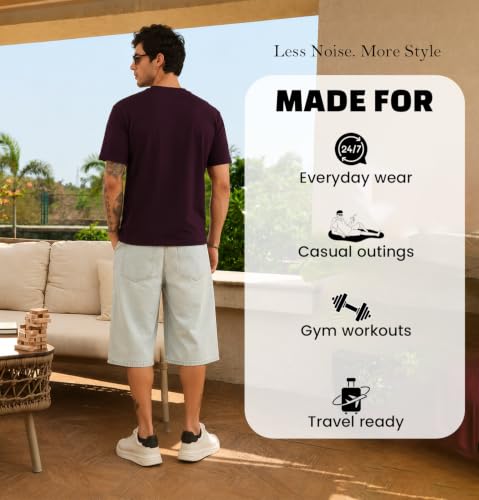 Image of Sleepynuts Men's Everyday Wear Crew Neck Regular Fit T-Shirt | Half Sleeve Solid Plain Casual T-Shirt for Men | Soft Breathable Fabric |