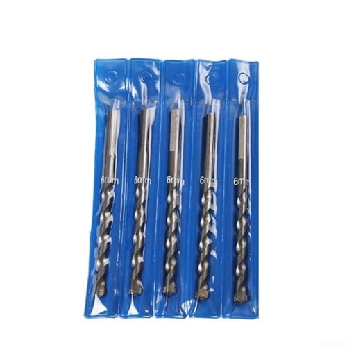 5/6 brocas de mampostería para taladro eléctrico, punta de carburo para perforar ladrillos, hormigón y azulejos (6 mm, 5 piezas)