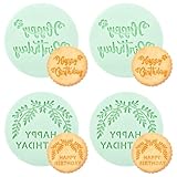 URROMA Lot de 4 emporte-pièces en acrylique avec inscription « Happy Birthday » - Motif 3D pour fondant - Emporte-pièces pour pâtisserie, pâte à sucre, cupcakes, chocolat