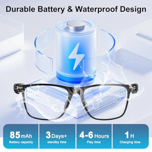 Tulbeys Bluetooth AI Smart Brille mit 160+ Sprachen, Farbwechsel-Linsen, Integriertem Lautsprecher & Klarer Audio - Echtzeit-Sprachübersetzer Brillen für Reisen, Meetings und Business Nutzung