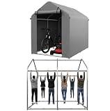 Aoxun 1,8 x 1,2M Aufbewahrungsschuppen für den Außenbereich, tragbarer, wasserdichter Fahrradunterstand und Gartenaufbewahrungszelt, Carport mit Rolltor für Motorräder und Gartengeräte, grau