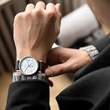FEICE Męskie zegarki Bauhaus Design automatyczny zegarek wodoodporny szafirowy kryształ analogowe mechaniczne zegarki dla mężczyzn kobiet unisex -FM201, Czarny, pasek