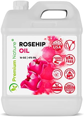 Cold Pressed Unrefined Rosehip Seed and Fruit Oil – 473 ml – Bulk Size – Oil for skin