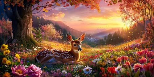 Diamond painting forêt de cerfs en kit complet à offrir aux passionnés