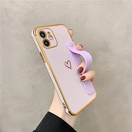 Coque iPhone XS silicone violet avec support poignet et protection objectif