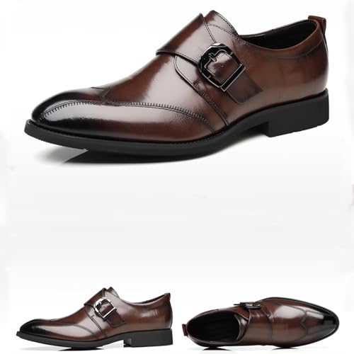 Men's Leather Monk Strap Oxford Dress Shoes Classic Cap Toe Derby Shoes Fashion Business Formal Shoes Breathable Wedding Shoes4