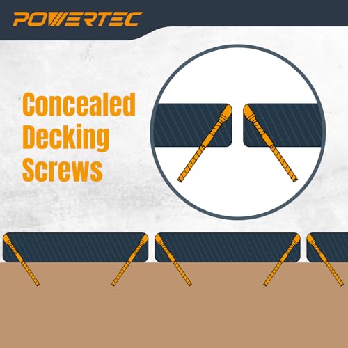 Image of POWERTEC #10 x 2-3 /8 inch Anti-Split Edge Deck Screws (250 Pack) - Ruspert Coated Hidden Deck Fasteners, T15 Star Drive for Hardwood & Composite Decking, Compatible with Edge Deck Jigs (72185)