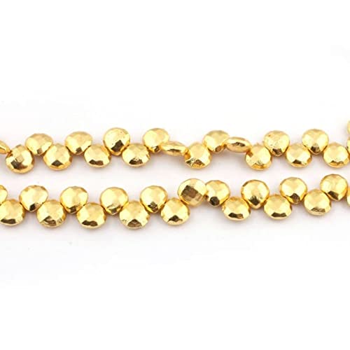 Pyrite dorée facettée en cœur 11mm pour création de bijoux uniques de haute qualité