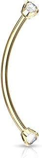 Snake Eyes Piercing Jewelry Tongue, Conch, Belly Button or Eyebrow Rings for Women & Men - 16g Curved Barbell 3mm Clear Crystal Surgical Steel Piercing (1 Pcs - 9/16")