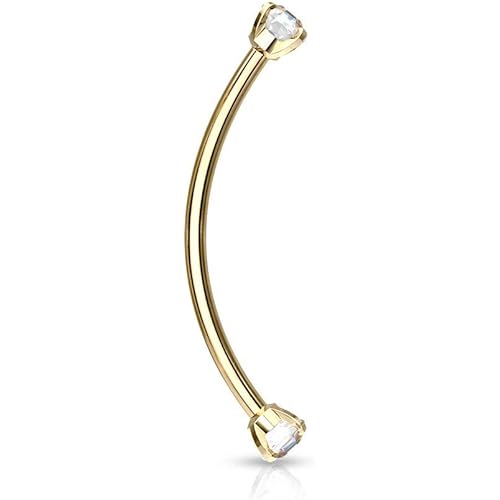 Forbidden Body Jewelry Snake Eyes Piercing Jewelry Tongue, Conch, Belly Button or Eyebrow Rings for Women & Men - 16g Curved Barbell 3mm Clear Crystal Surgical Steel Piercing (1 Pcs - 9/16")