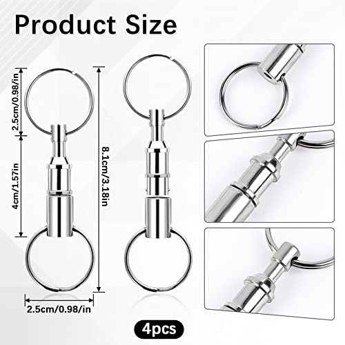 Kalione 4 Sets Quick Release Detachable Keychain, Swivel Pull Apart Key Chain, Mini Detachable Keychain Rings With 4 Stainless Steel Key Rings For Home Office Outdoor Accessory Supplies(Silver) #TOP2