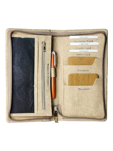 Image of All New Cheque Book Holder, ATM Cards Holder & Traveling Wallet,Passport Boarding Pass Cover Pocket and Lots More Colour (Beige) Material (Pu Leather)