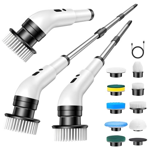 Journeyside Brosse Electrique Nettoyage, Electrique Nettoyage Rotative avec 9 Têtes sans Fil,Brosse Rotative Salle de Bain pour Nettoyer la Salle de Bains...