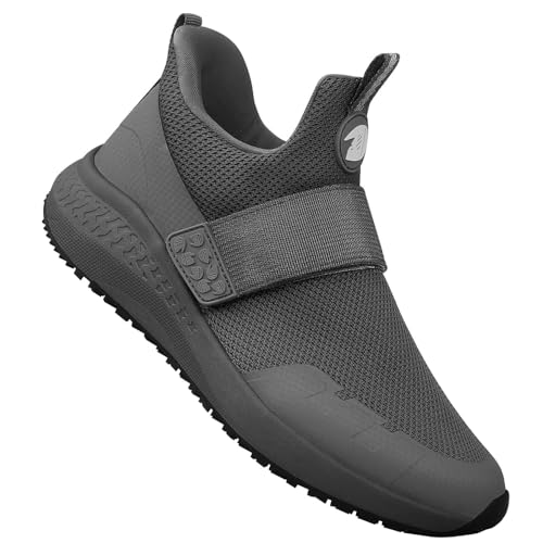 Image of Non Slip Work Shoes for Men Slip on Waterproof Kitchen Chef Restaurant Walking Sneakers Comfortable Food Service Working Footwear Leather Nursing Shoe
