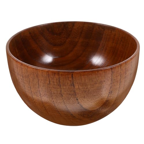 SUPVOX Cuenco de Madera Japonesa de Ácido Jujube, Color Laca Oscura, Tamaño 11.5x6.8 Cm, Ligero y Resistente, Tazón Redondeado para Sopa y Arroz, Adecuado para Servir en Hogar