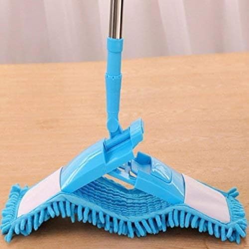 Image of Microfiber Flat Floor Mop | Steel Rod Long Handle Wet & Dry Cleaning Pocha | Tile, Marble & Wooden Floor Cleaner | घर की फर्श सफाई के लिए पोछा