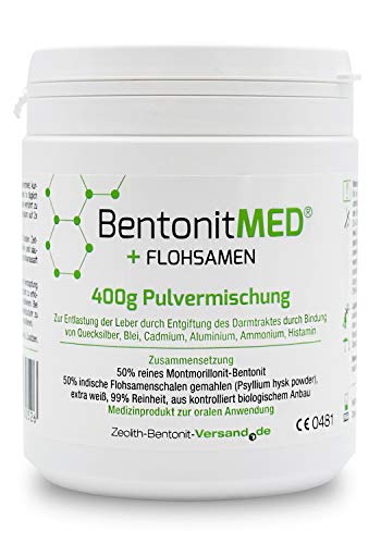 Bentonit MED + Flohsamen Pulvermischung 400 g, CE zertifiziertes Medizinprodukt