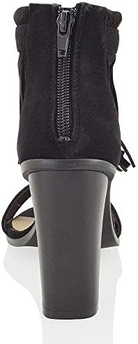 ESSEX GLAM Women's Fringe Ankle Strap Block Heel Black Faux Suede Sandals Shoes US 8 | Image 2