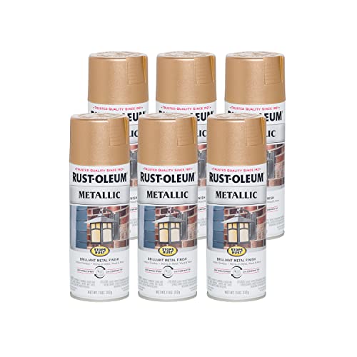 Image of Rust-Oleum 286524-6PK Stops Rust Metallic Spray Paint, 11 oz, Warm Gold, 6 Pack