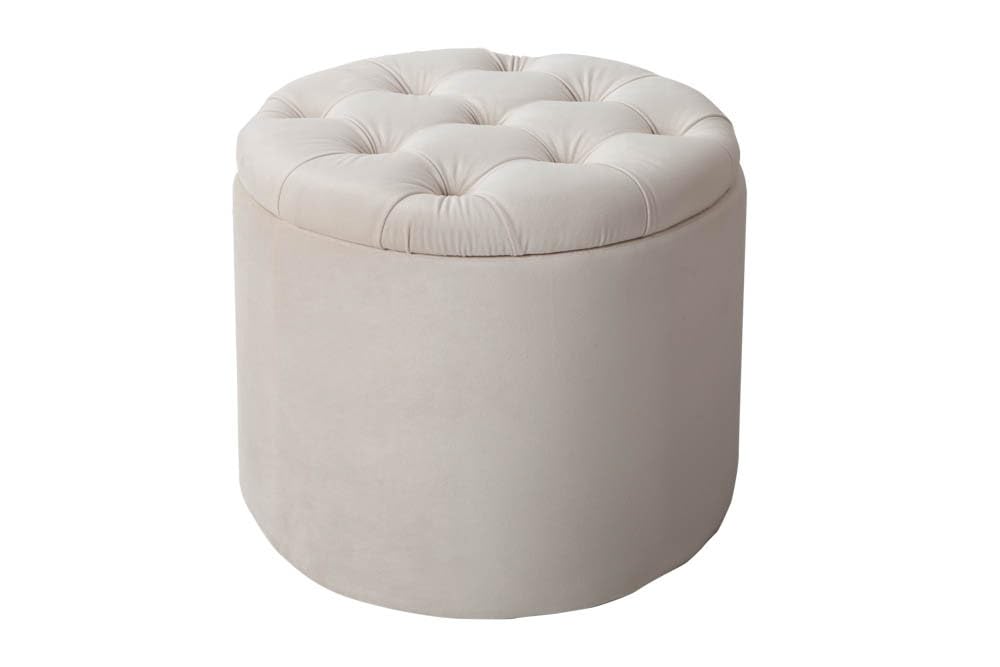 Riess Ambiente Eleganter Hocker MODERN BAROCK 50cm beige Samt Samt Couchtisch Tisch Aufbewahrungskorb Sitzhocker