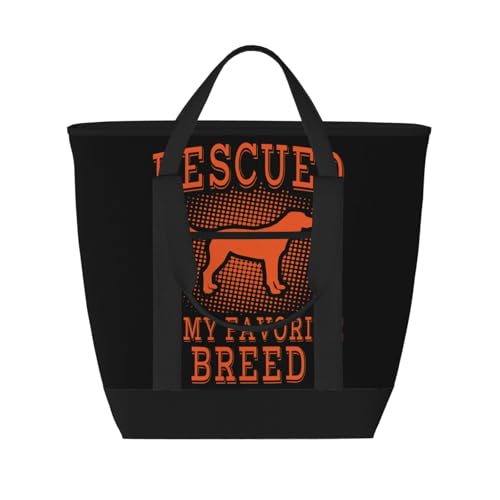 Dog Rescued Is My Favorite Breed Premium Insulated Tote Bag – Heavy-Duty Handles, Perfect For Supermarket Trips, Picnics & Daily Commute